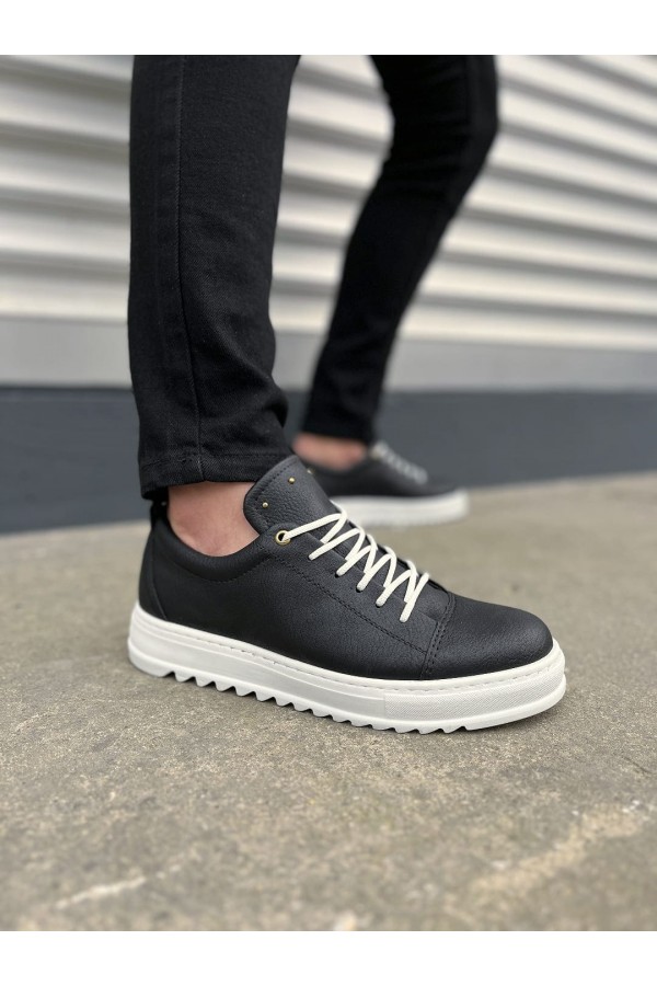 JY152 Cool Bağcıklı Cilt Erkek Günlük Spor Klasik Ayakkabı CBT - Siyah