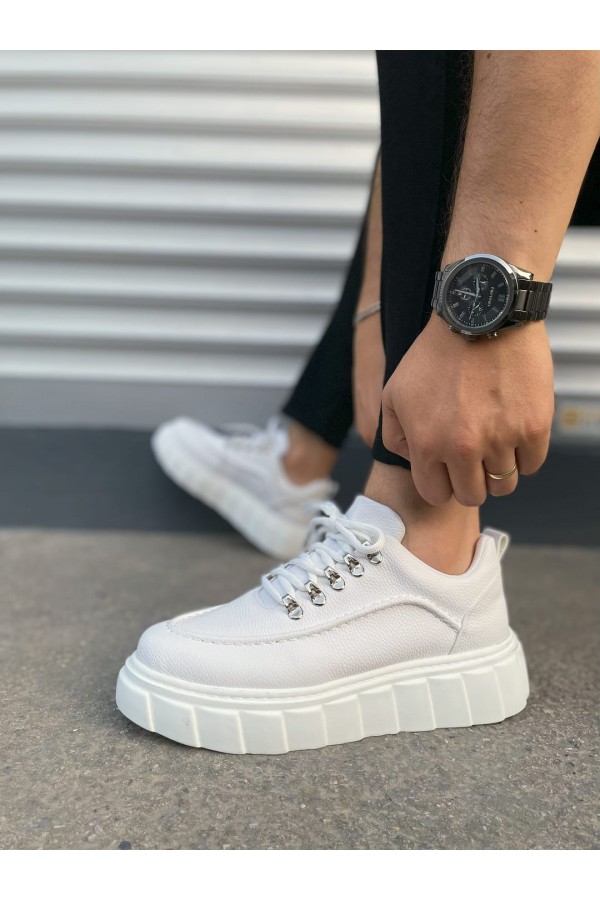 JY010 Cloud Bağcıklı Cilt Erkek Günlük Sneaker Ayakkabı CBT - Beyaz