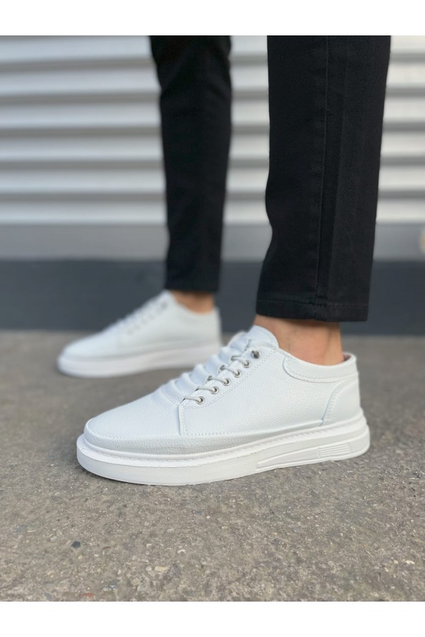 JY0535 Prime Bağcıklı Cilt Erkek Günlük Sneaker Ayakkabı CBT - Beyaz