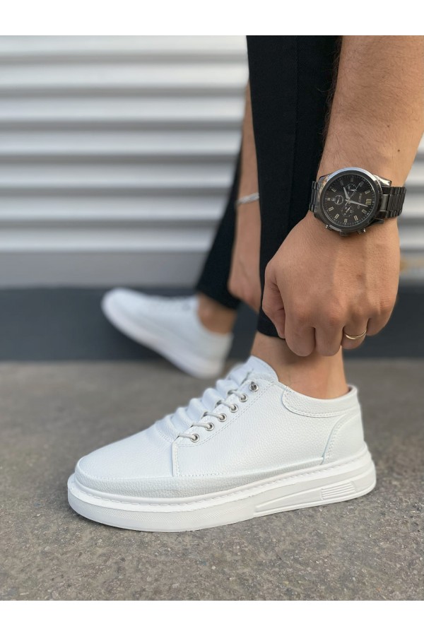 JY0535 Prime Bağcıklı Cilt Erkek Günlük Sneaker Ayakkabı CBT - Beyaz