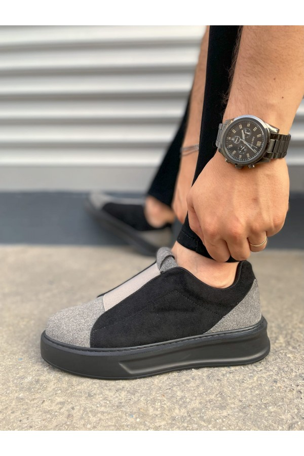JY007 Alba Bağcıksız Süet Erkek Günlük Sneaker Ayakkabı SST Gri/Siyah