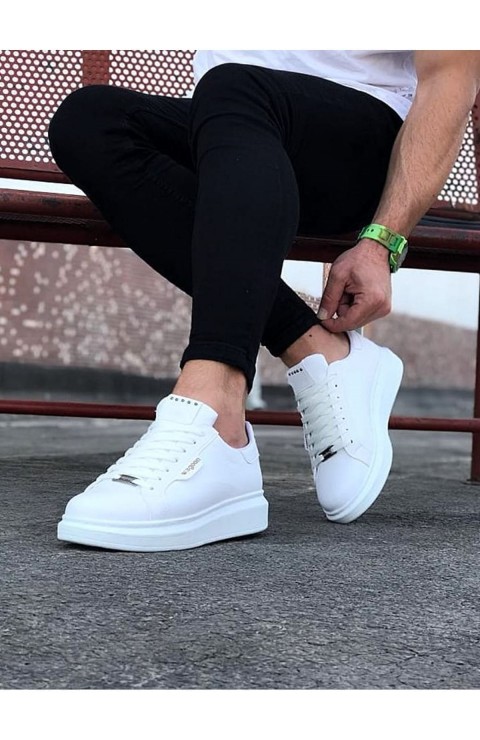 JY01 Bront Bağcıklı Cilt Erkek Günlük Sneaker Ayakkabı CBT Beyaz