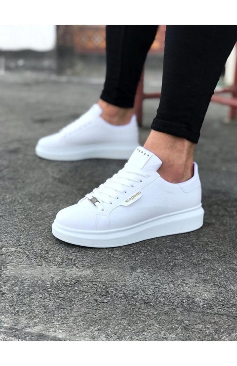 JY01 Bront Bağcıklı Cilt Erkek Günlük Sneaker Ayakkabı CBT Beyaz