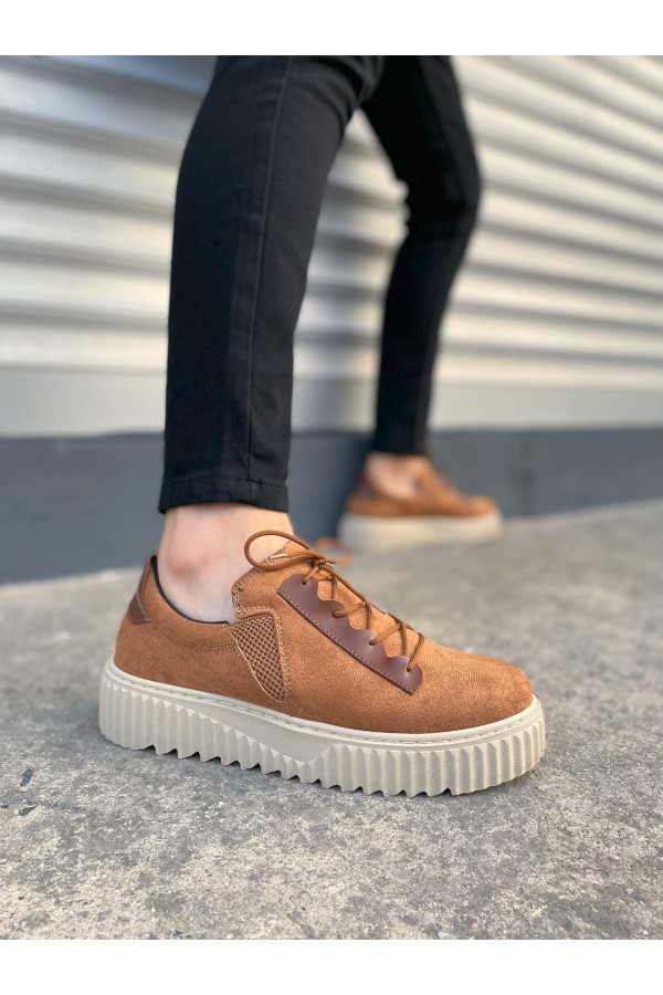 JY502 Bold Bağcıklı Süet Erkek Günlük Sneaker Ayakkabı SKT - Taba