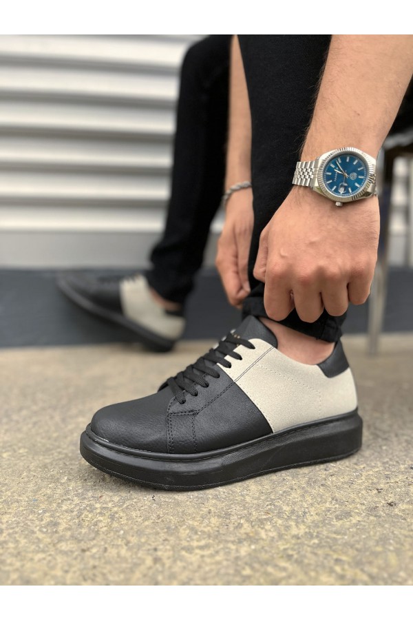 JY151 Boost Bağcıklı Cilt Süet Erkek Günlük Sneaker Ayakkabı CSST - Siyah/Gri