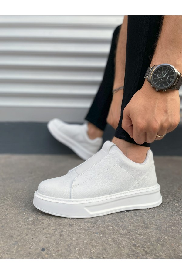 JY007 Alba Bağcıksız Cilt Erkek Günlük Sneaker Ayakkabı CBT Beyaz
