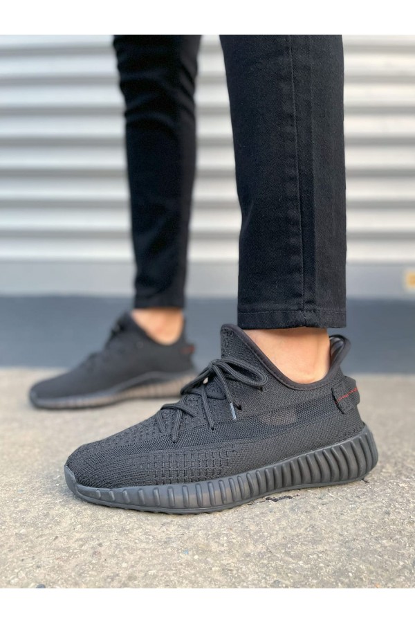 JY305 Pulse Bağcıklı Triko Kumaş Erkek Günlük Spor Ayakkabı TST - Siyah