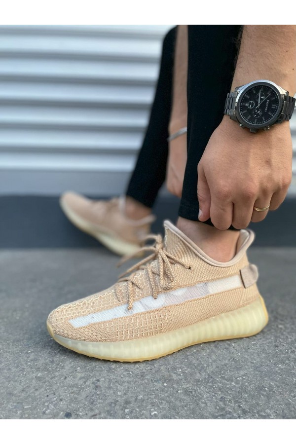JY305 Pulse Bağcıklı Triko Kumaş Erkek Günlük Spor Ayakkabı TBT - Bej
