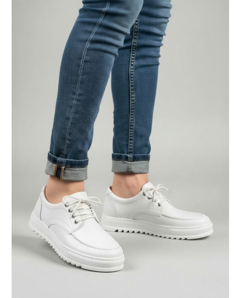 JY-T12x Arts Bağcıklı Cilt Erkek Günlük Spor Klasik Ayakkabı CBT - Beyaz Somersan Giyim | Kadın, Erkek ve Çocuk Moda