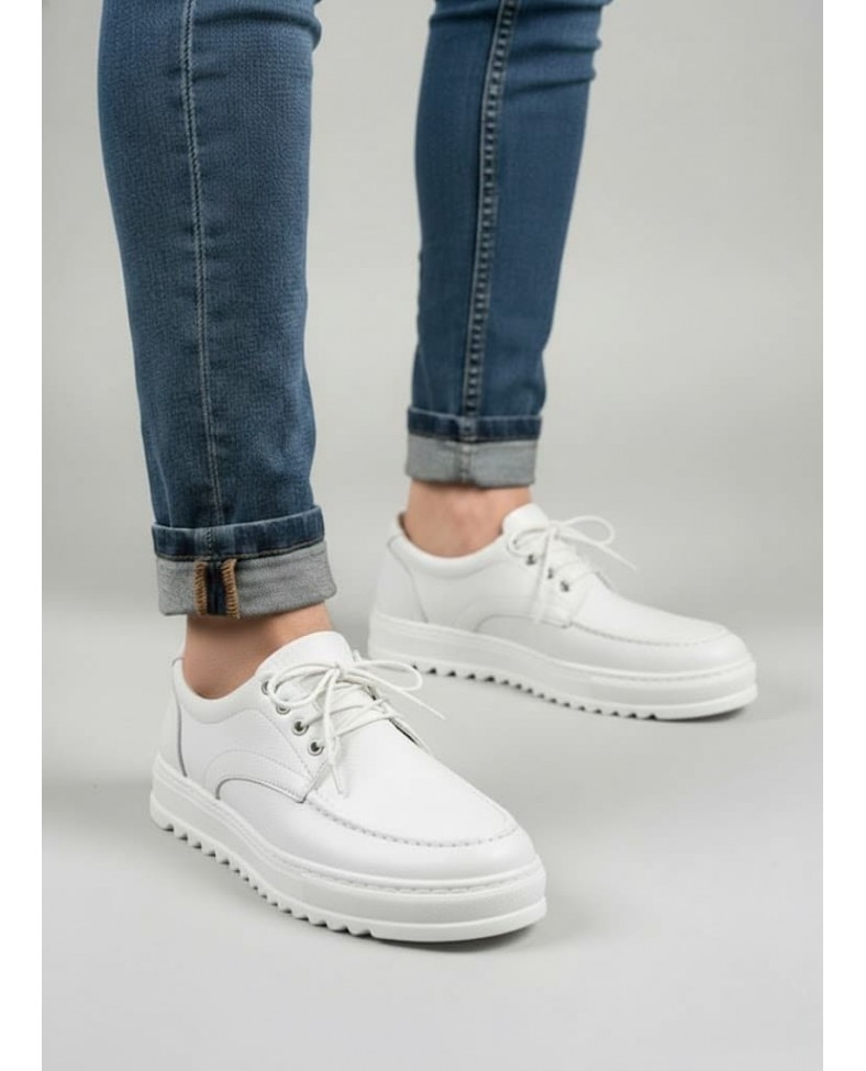 JY-T12x Arts Bağcıklı Cilt Erkek Günlük Spor Klasik Ayakkabı CBT - Beyaz Somersan Giyim | Kadın, Erkek ve Çocuk Moda