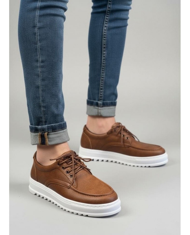 JY-T12x Arts Bağcıklı Cilt Erkek Günlük Spor Klasik Ayakkabı CBT - Taba Somersan Giyim | Kadın, Erkek ve Çocuk Moda