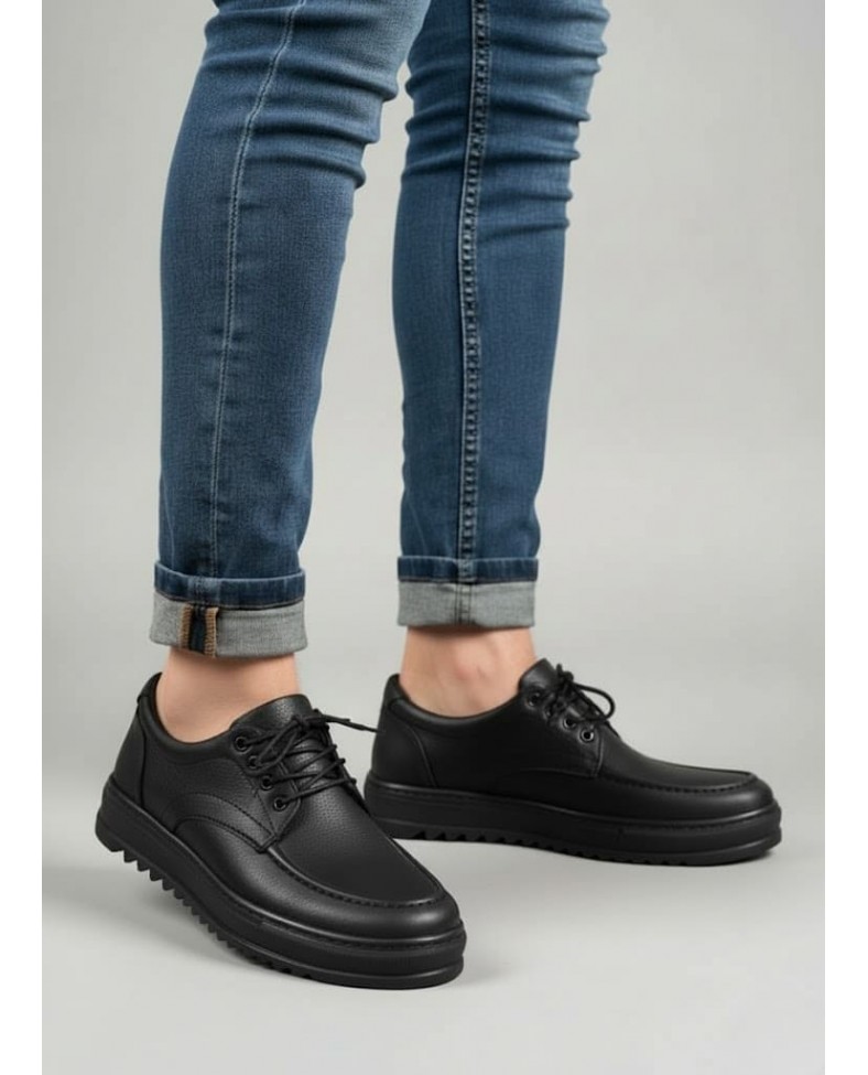 JY-T12x Arts Bağcıklı Cilt Erkek Günlük Spor Klasik Ayakkabı CST - Siyah Somersan Giyim | Kadın, Erkek ve Çocuk Moda