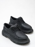 JY-T13x Kratos Bağcıklı Cilt Erkek Günlük Spor Klasik Ayakkabı CST - Siyah