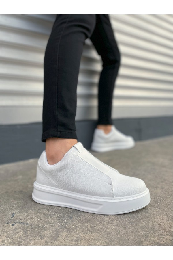 JY007 Alba Bağcıksız Cilt Erkek Günlük Sneaker Ayakkabı CBT Beyaz