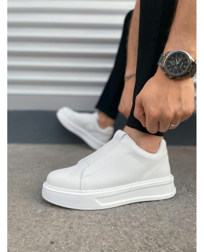 JY007 Alba Bağcıksız Cilt Erkek Günlük Sneaker Ayakkabı CBT Beyaz