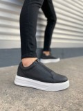 JY007 Alba Bağcıksız Cilt Erkek Günlük Sneaker Ayakkabı CBT Siyah