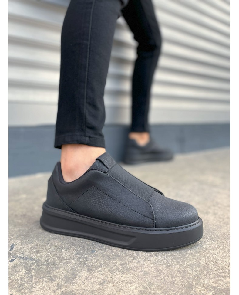 JY007 Alba Bağcıksız Cilt Erkek Günlük Sneaker Ayakkabı CST Siyah