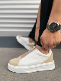 JY007 Alba Bağcıksız Süet Cilt Erkek Günlük Sneaker Ayakkabı SCBT Bej/Beyaz