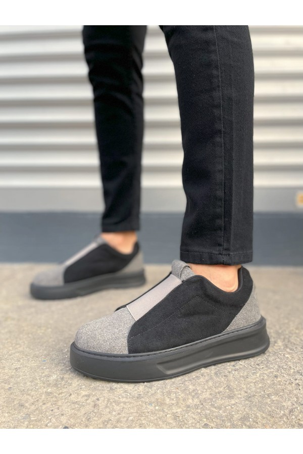 JY007 Alba Bağcıksız Süet Erkek Günlük Sneaker Ayakkabı SST Gri/Siyah