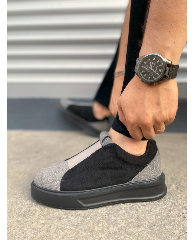 JY007 Alba Bağcıksız Süet Erkek Günlük Sneaker Ayakkabı SST Gri/Siyah