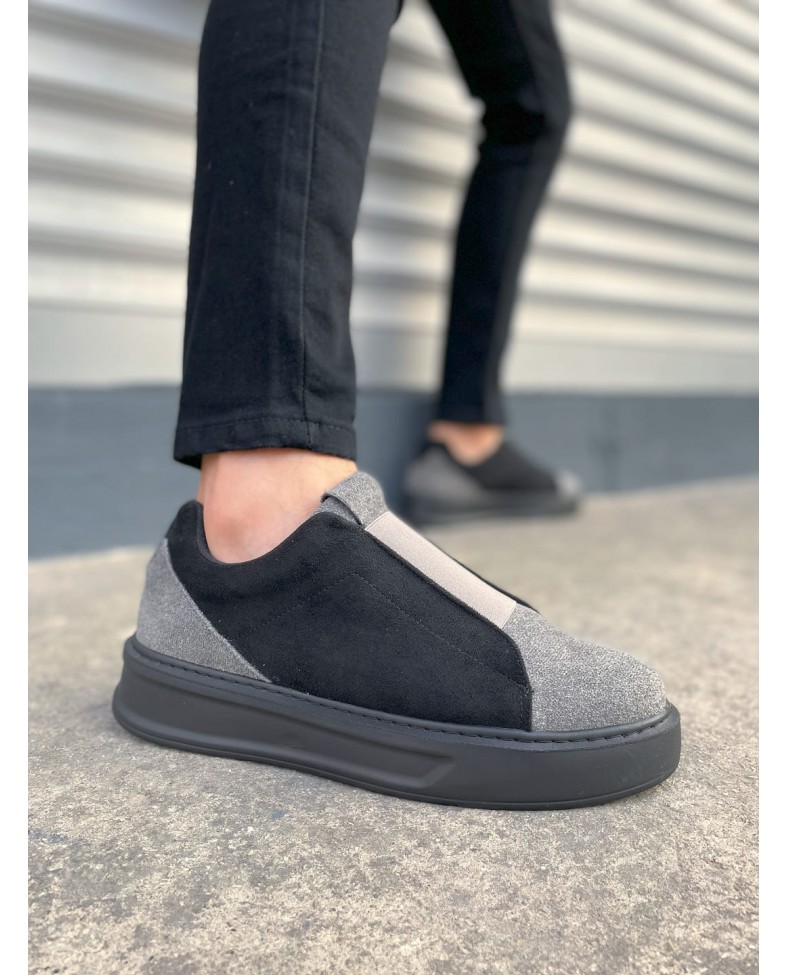 JY007 Alba Bağcıksız Süet Erkek Günlük Sneaker Ayakkabı SST Gri/Siyah
