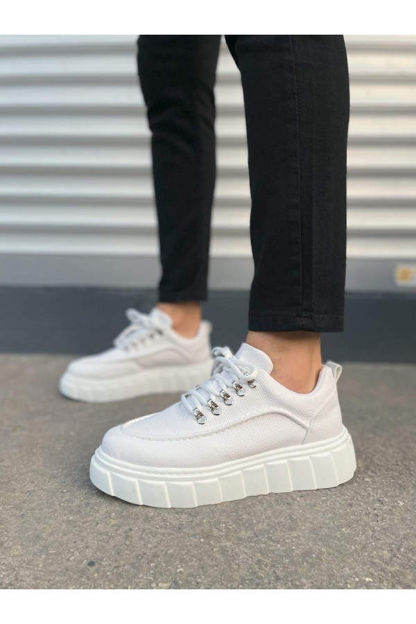 JY010 Cloud Bağcıklı Cilt Erkek Günlük Sneaker Ayakkabı CBT - Beyaz