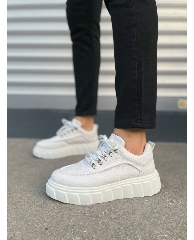 JY010 Cloud Bağcıklı Cilt Erkek Günlük Sneaker Ayakkabı CBT - Beyaz