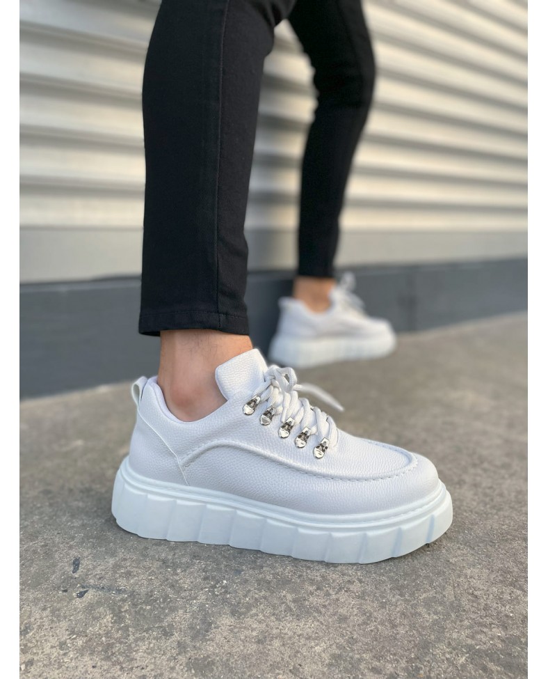 JY010 Cloud Bağcıklı Cilt Erkek Günlük Sneaker Ayakkabı CBT - Beyaz