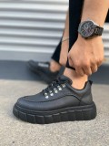 JY010 Cloud Bağcıklı Cilt Erkek Günlük Sneaker Ayakkabı CST - Siyah