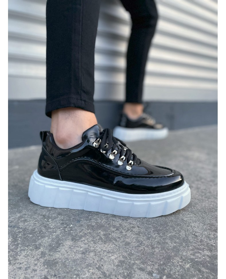 JY010 Cloud Bağcıklı Rugan Erkek Günlük Sneaker Ayakkabı RBT - Siyah