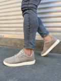 JY0118 REX Bağcıklı Keten Kumaş Erkek Günlük Sneaker Ayakkabı KKT - Bej Somersan Giyim | Kadın, Erkek ve Çocuk Moda
