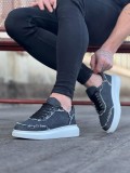 JY018 Dexo Erkek Günlük Bağcıklı Kot Kumaş Spor Sneaker Ayakkabı TBT - Gri