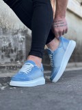 JY018 Dexo Erkek Günlük Bağcıklı Kot Kumaş Spor Sneaker Ayakkabı TBT - Mavi
