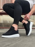 JY018 Dexo Erkek Günlük Bağcıklı Kot Kumaş Spor Sneaker Ayakkabı TBT - Siyah