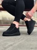 JY018 Dexo Erkek Günlük Bağcıklı Kot Kumaş Spor Sneaker Ayakkabı TST - Siyah