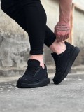 JY018 Dexo Erkek Günlük Bağcıklı Kot Kumaş Spor Sneaker Ayakkabı TST - Siyah