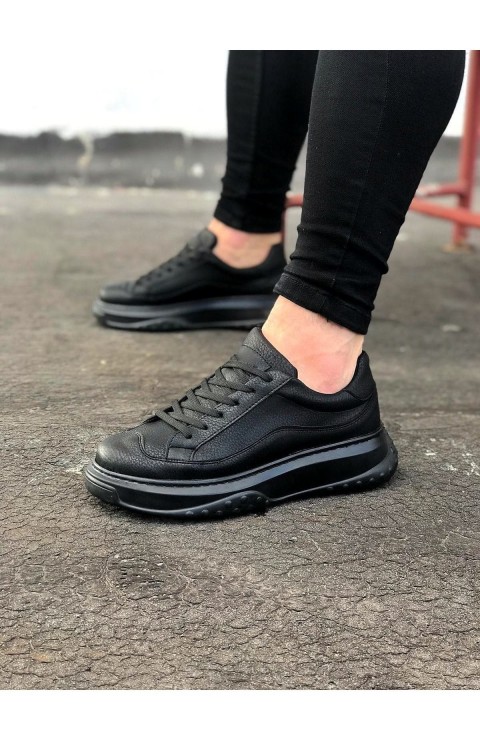 JY507 Alone Bağcıklı Cilt Erkek Günlük Sneaker Ayakkabı CST Siyah