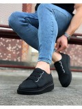JY026 Astor Erkek Günlük Lastikli Cilt Spor Sneaker Ayakkabı CST - Siyah