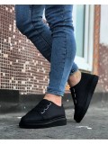JY026 Astor Erkek Günlük Lastikli Cilt Spor Sneaker Ayakkabı CST - Siyah