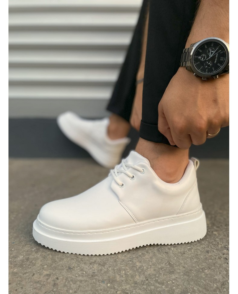 JY03 Luxor Bağcıklı Cilt Erkek Günlük Spor Klasik Ayakkabı CBT - Beyaz Somersan Giyim | Kadın, Erkek ve Çocuk Moda