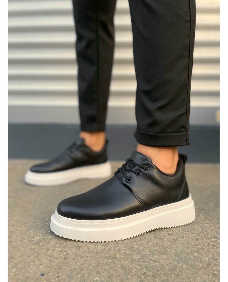 JY03 Luxor Bağcıklı Cilt Erkek Günlük Spor Klasik Ayakkabı CBT - Siyah Somersan Giyim | Kadın, Erkek ve Çocuk Moda