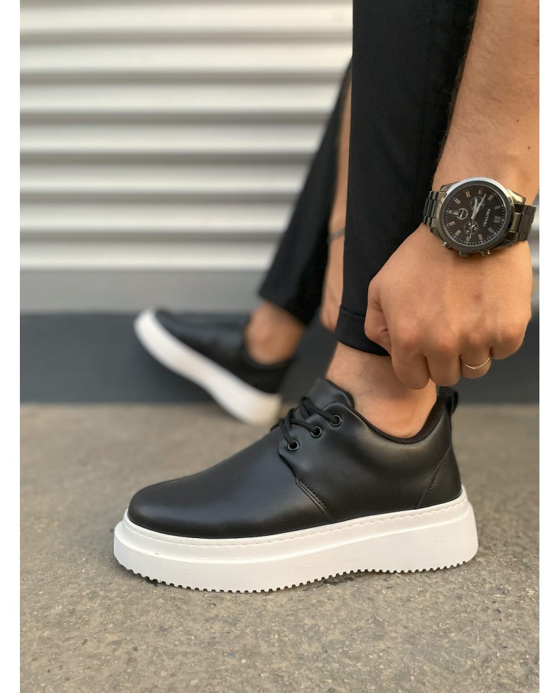 JY03 Luxor Bağcıklı Cilt Erkek Günlük Spor Klasik Ayakkabı CBT - Siyah Somersan Giyim | Kadın, Erkek ve Çocuk Moda