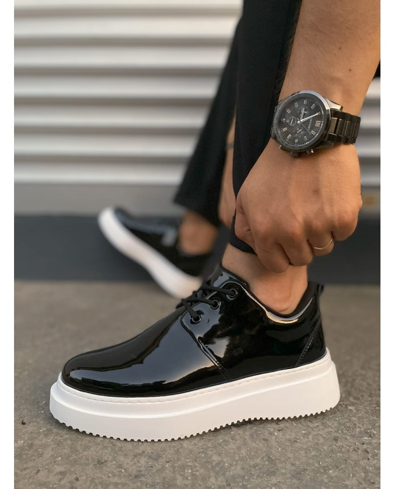 JY03 Luxor Bağcıklı Rugan Erkek Günlük Spor Klasik Ayakkabı RBT - Siyah Somersan Giyim | Kadın, Erkek ve Çocuk Moda