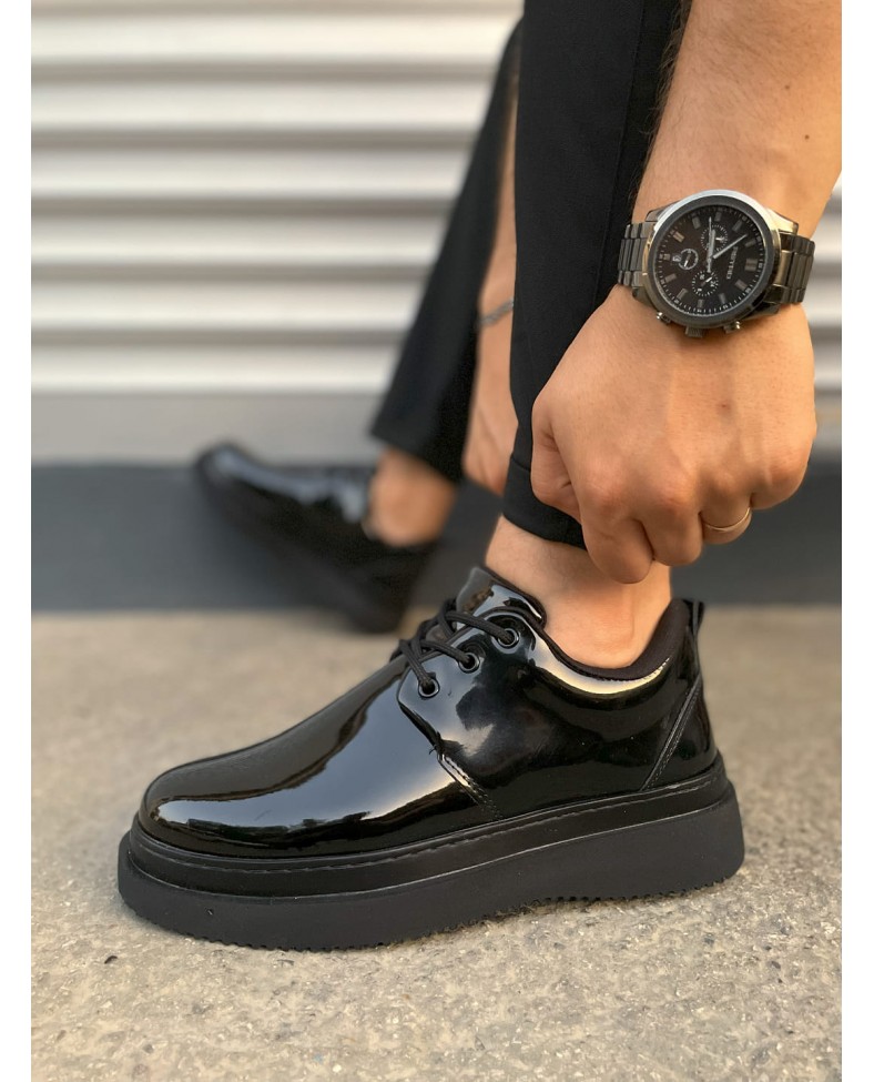 JY03 Luxor Bağcıklı Rugan Erkek Günlük Spor Klasik Ayakkabı RST - Siyah Somersan Giyim | Kadın, Erkek ve Çocuk Moda