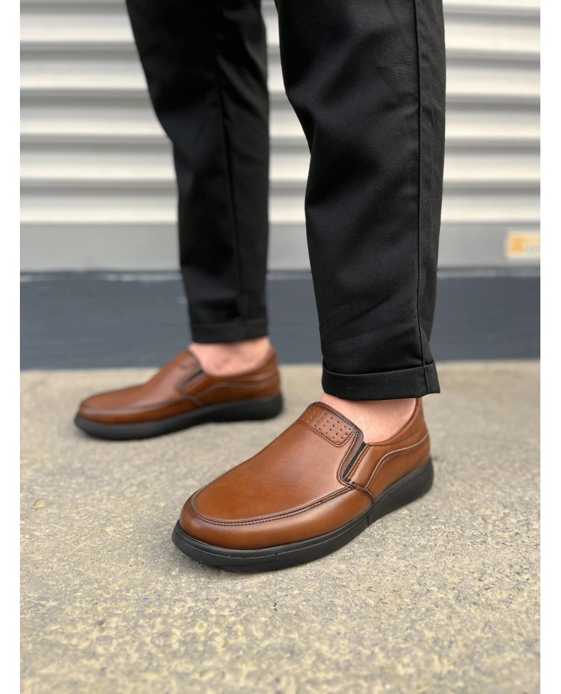 JY0410 Classique Bağcıksız Cilt Erkek Günlük Klasik Ayakkabı CST - Kahverengi Somersan Giyim | Kadın, Erkek ve Çocuk Moda