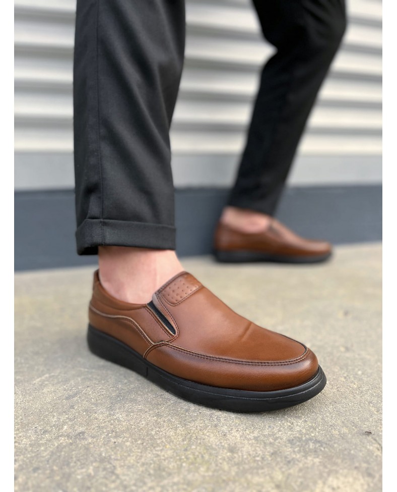 JY0410 Classique Bağcıksız Cilt Erkek Günlük Klasik Ayakkabı CST - Kahverengi Somersan Giyim | Kadın, Erkek ve Çocuk Moda