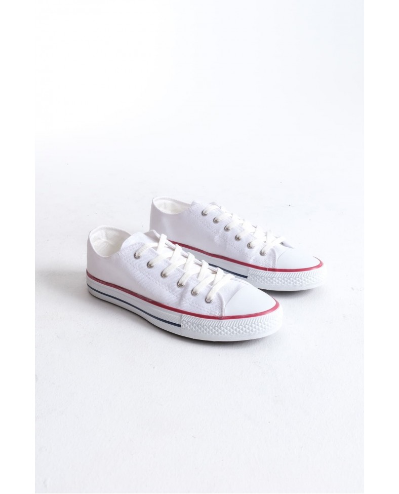 JY0422 Luke Bağcıklı Keten Kumaş Erkek Günlük Sneaker Ayakkabı KBT - Beyaz Somersan Giyim | Kadın, Erkek ve Çocuk Moda