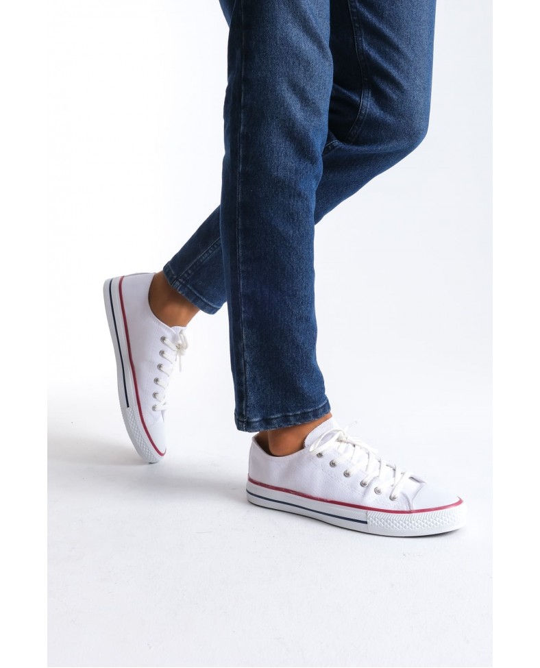 JY0422 Luke Bağcıklı Keten Kumaş Erkek Günlük Sneaker Ayakkabı KBT - Beyaz Somersan Giyim | Kadın, Erkek ve Çocuk Moda