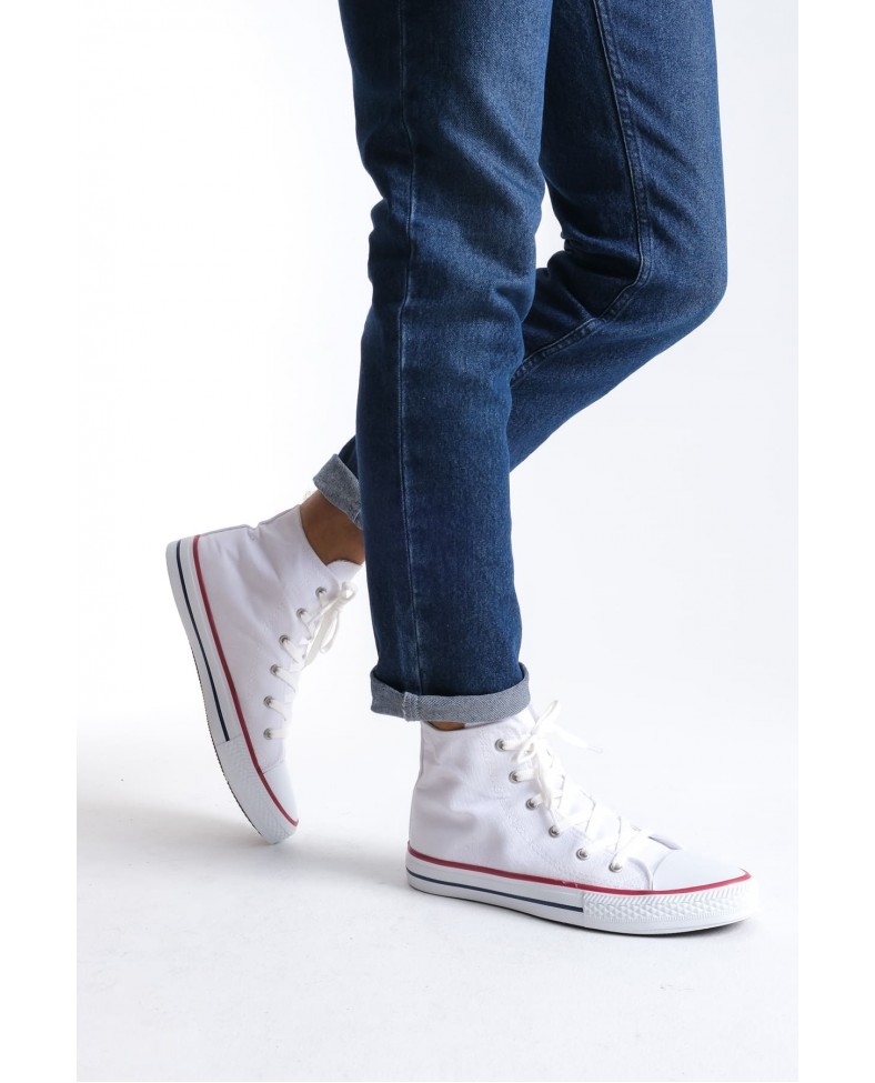 JY0423 AXE Bağcıklı Keten Kumaş Erkek Günlük Sneaker Ayakkabı KBT - Beyaz Somersan Giyim | Kadın, Erkek ve Çocuk Moda