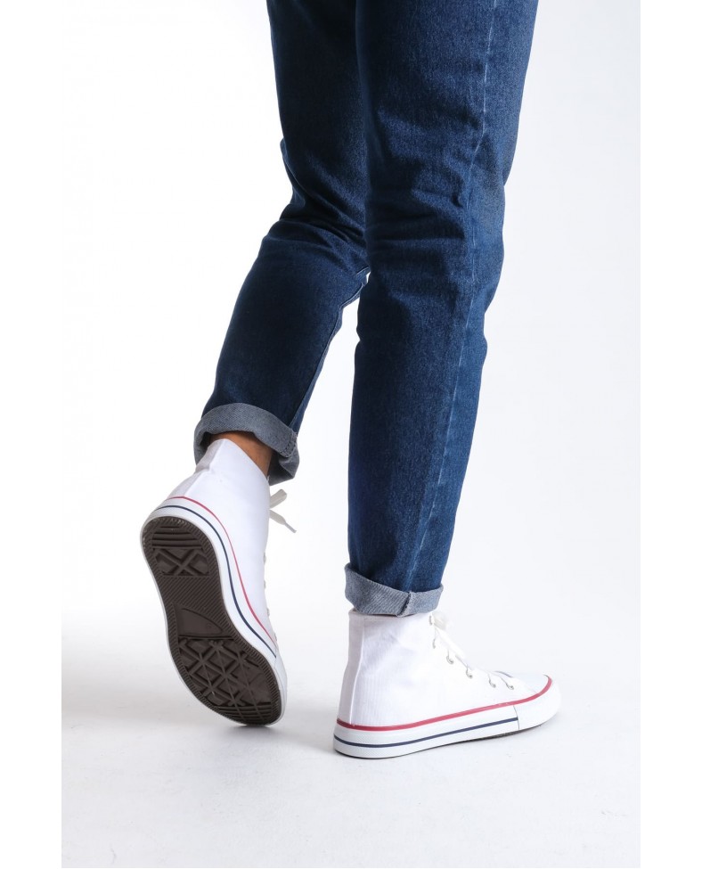 JY0423 AXE Bağcıklı Keten Kumaş Erkek Günlük Sneaker Ayakkabı KBT - Beyaz Somersan Giyim | Kadın, Erkek ve Çocuk Moda